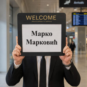 Welcome tabla od klirita za doček putnika na aerodromu
